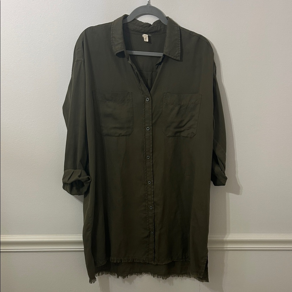 Elan Khaki Shirt Dress